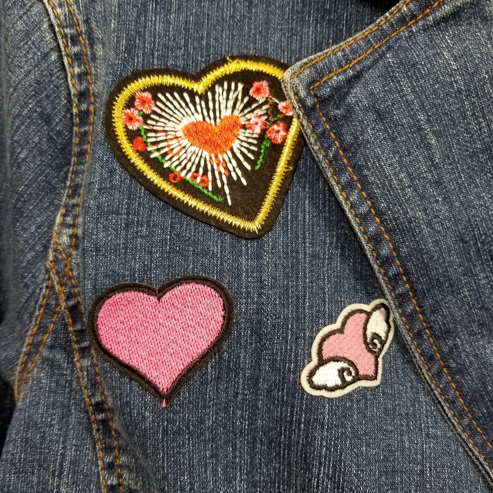 Sequin Mickey Mouse M Patch Blue Jean Jacket - image 2